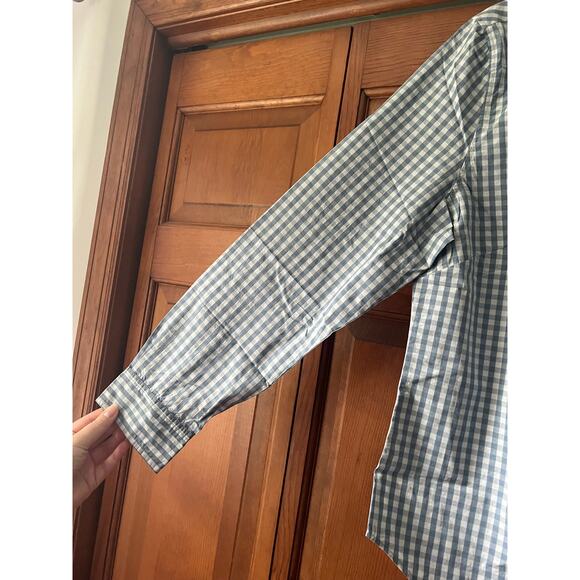 NWT Untuckit Women's Gingham Plaid Button Crispo Shirt Long Sleeve Blue Size 14 - Picture 4 of 12